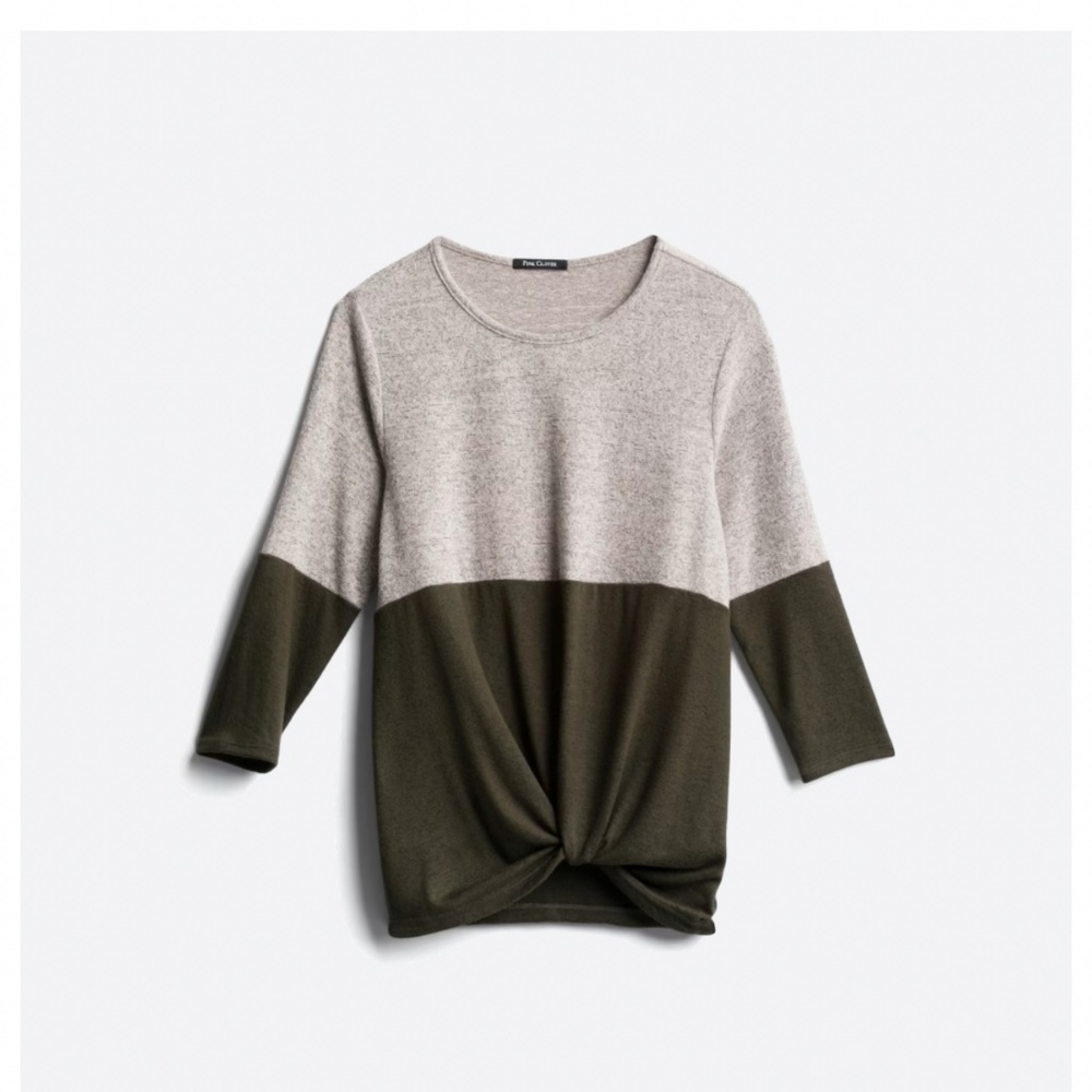 Pink Clover Denver Front Twist Brushed Knit Top